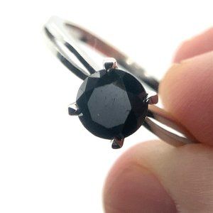 Black Diamond 1.03ct Solid 14K White Gold Ring